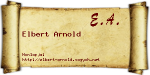 Elbert Arnold névjegykártya